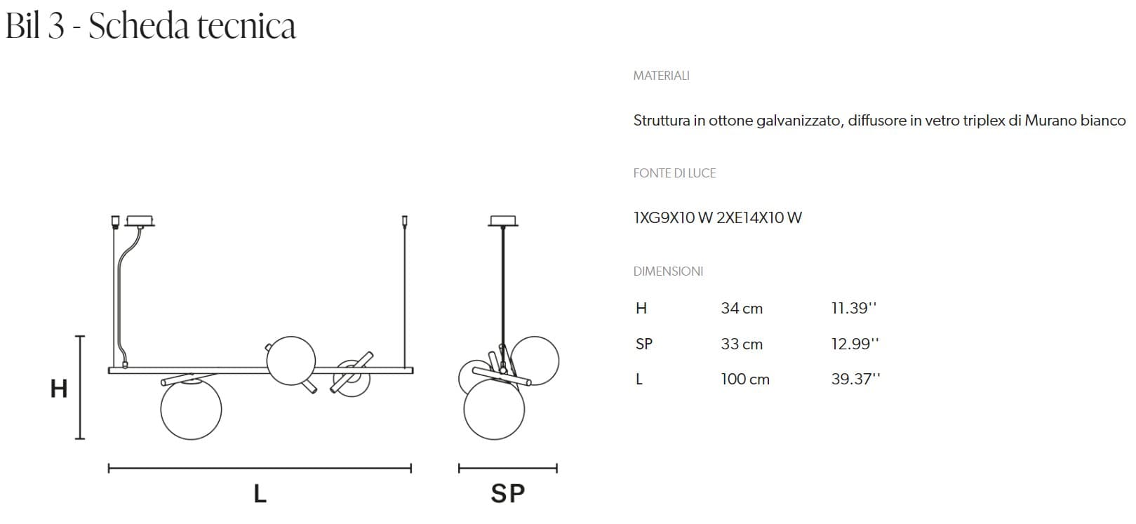 Masiero Candelabru Posy Liniara cu 3, 4 sau 6 Becuri 6