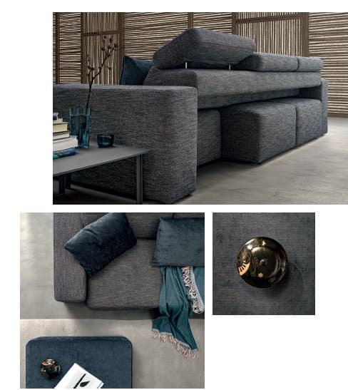 Samoa Canapea Extensibilă cu Pat, Spatiu de Depozitare, Tapiterie Textilă 12