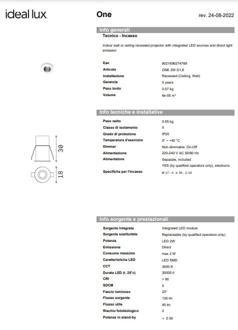 Ideal-Lux Spot 2W LED 7