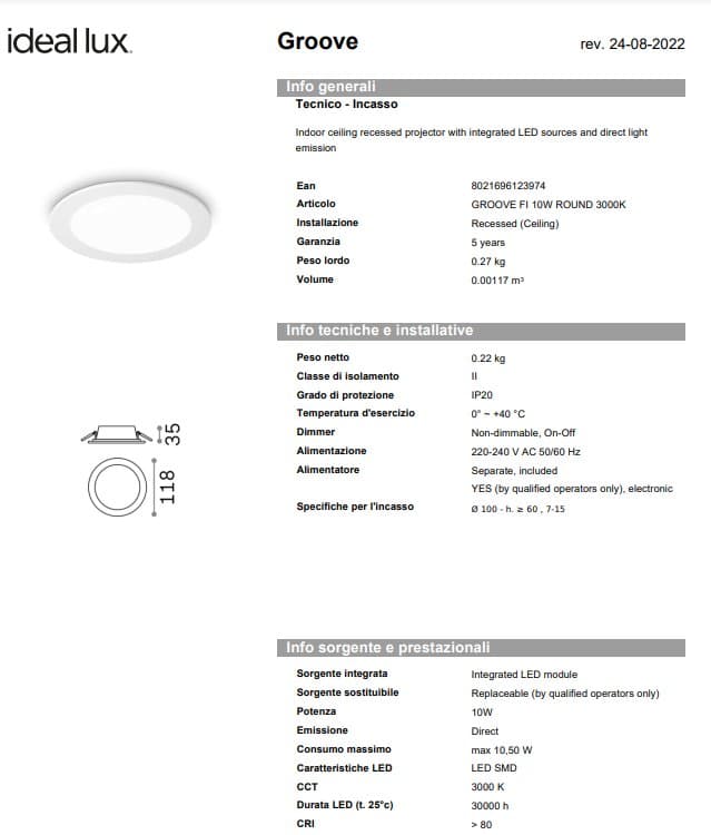 Ideal-Lux Spot Rotund cu Fixare Încastrată 3