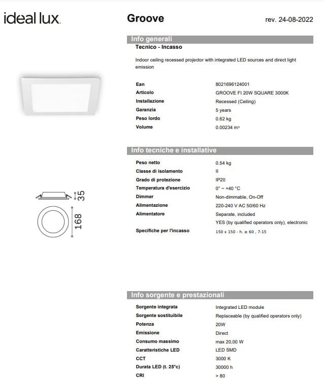 Ideal-Lux Spot Pătrat cu Groove 5