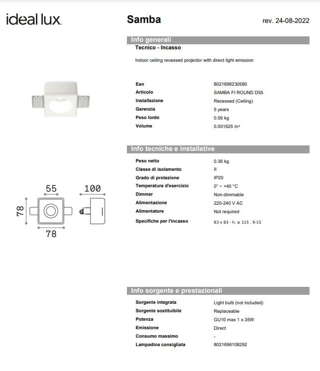 Spot Samba fi square d55 Patrat/Rotund 3