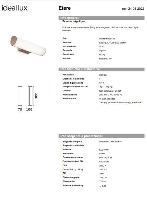 Ideal-Lux Aplica Exterior LED 3000K pentru Decorat Spațiile în Aer Liber 4