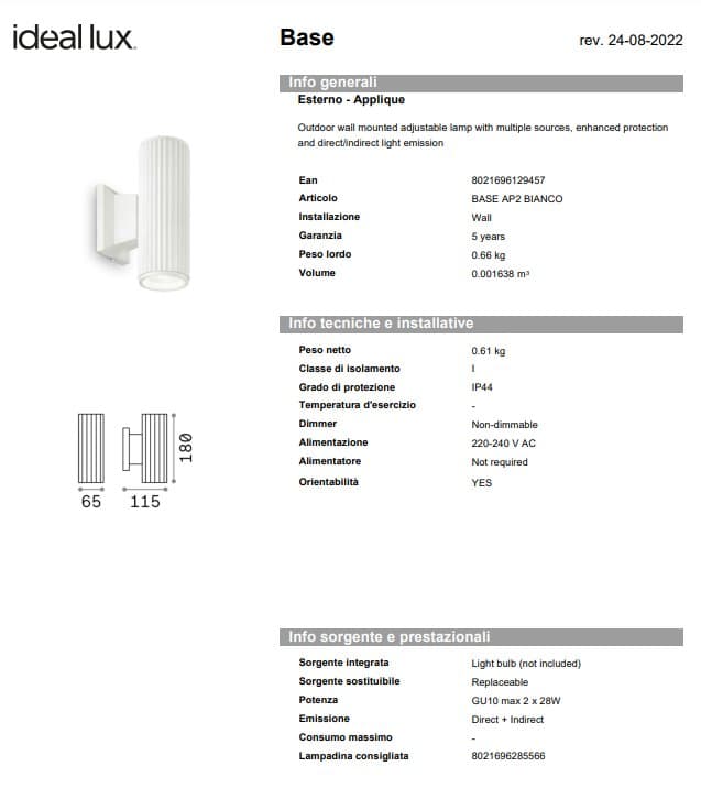 Ideal-Lux Aplica Exterior AP2 pentru Decorat Spațiile Exterioare 5