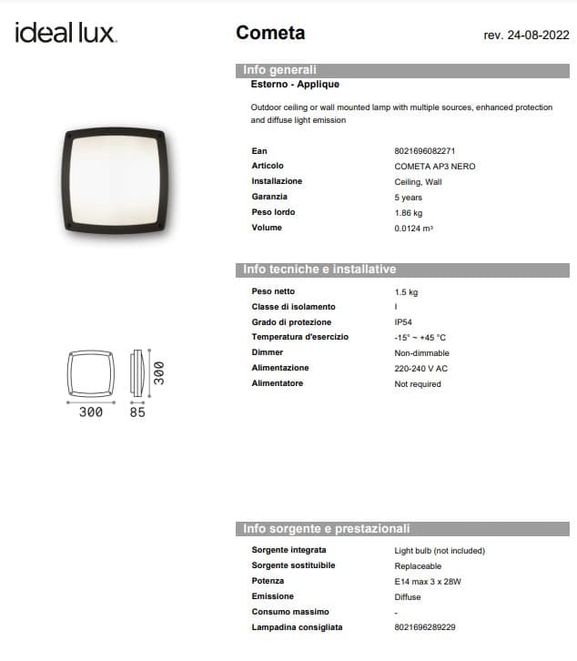 Ideal-Lux Aplica Exterior Cometa AP3 4