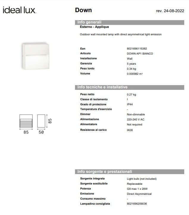 Ideal-Lux Aplica Exterior AP1 4