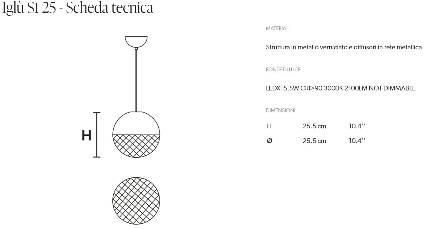 Masiero Candelabru Pendul IGLU S1 cu Design Modern 3
