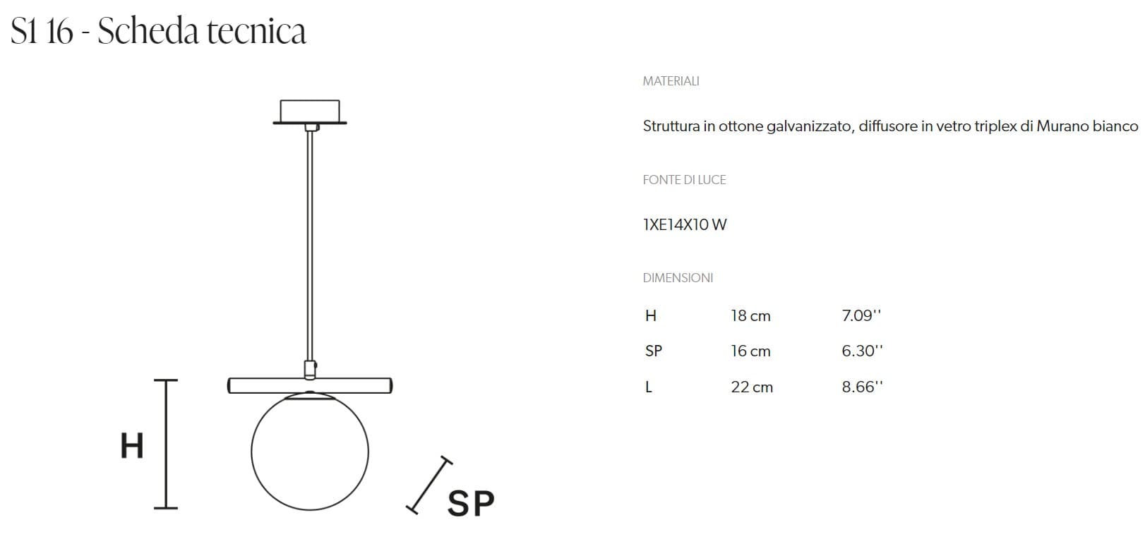 Masiero Pendul POSY S1 cu Diametre 12, 16, 20, 25 cm 9