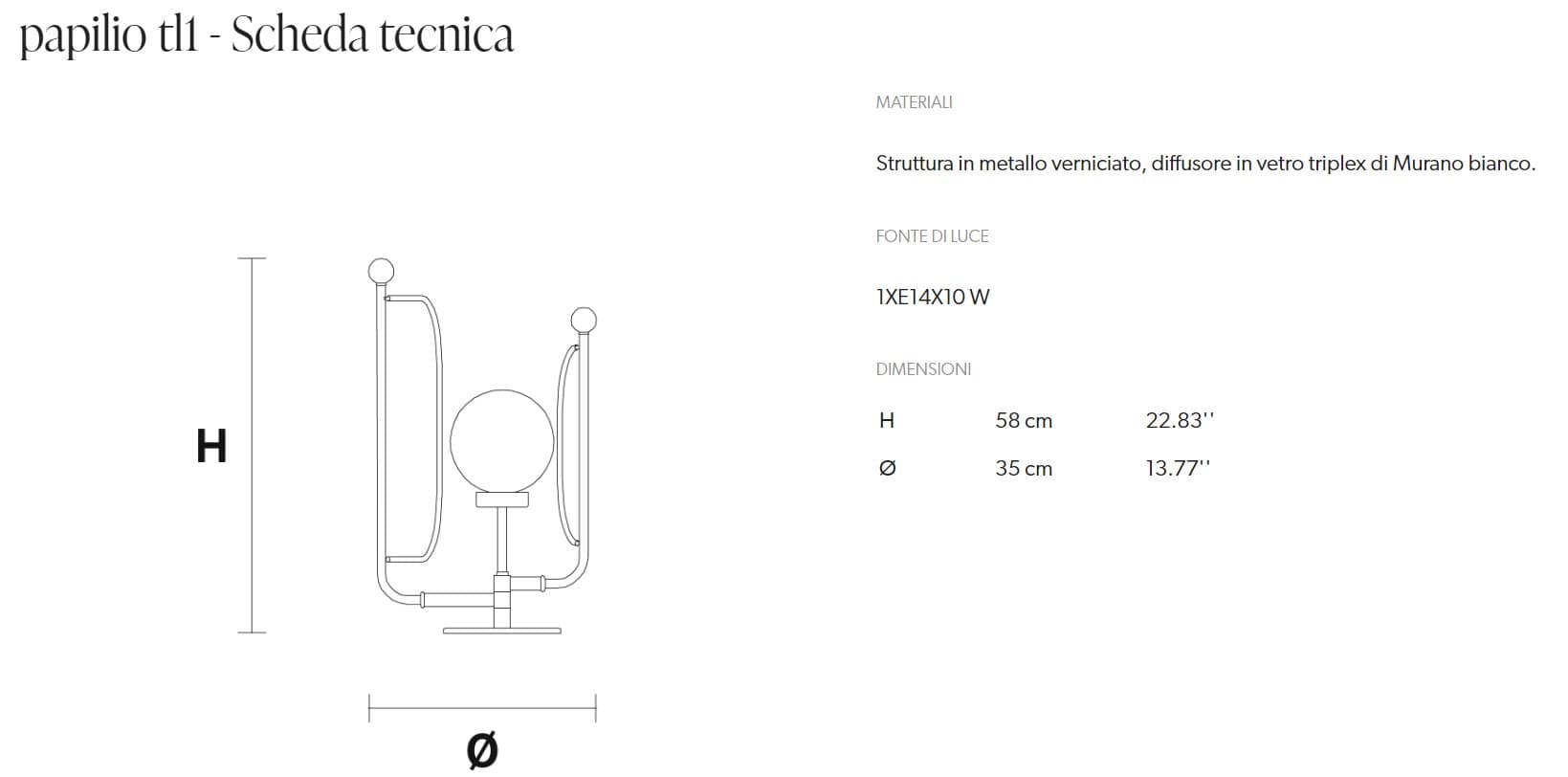 Masiero Veioza Papilio TL1 - Veioză de interior cu design Papilio 3