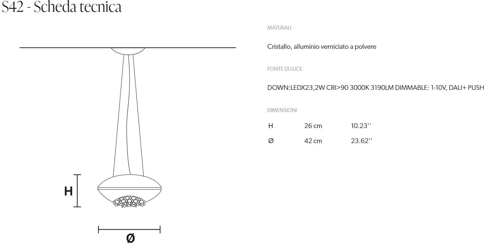 Masiero Candelabru Pendul Blink S42/S60 4
