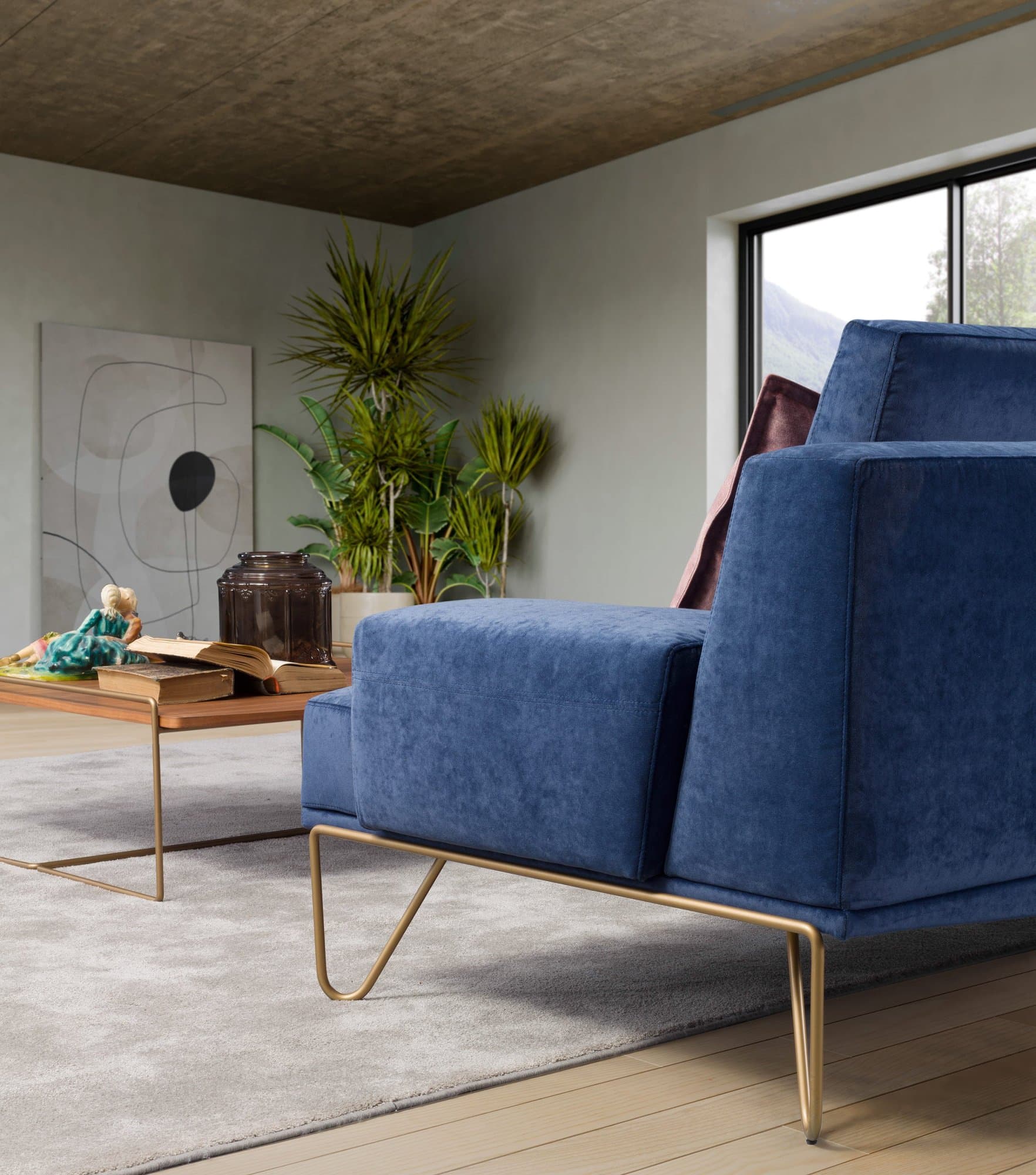 Musa Canapea Arlon - Canapea extensibilă cu mecanism click-clack, tapitată în textil, pentru living 3