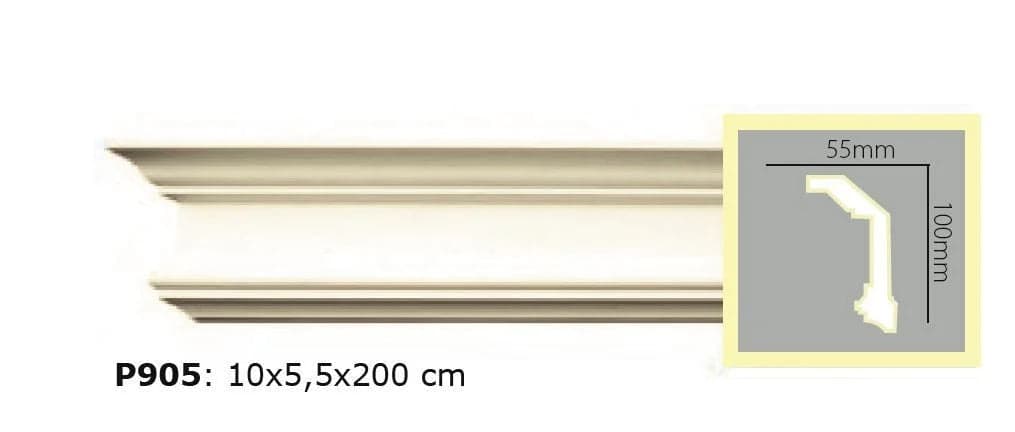 Cornisa decorativa din poliuretan P905 - 10x5.5x200 cm 5