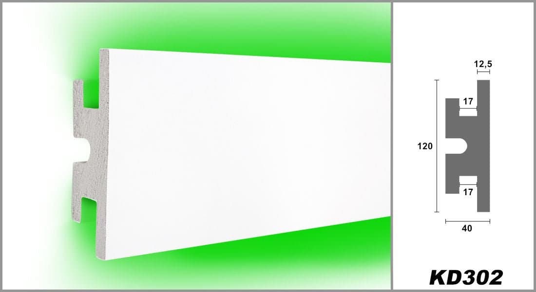 Profil pentru banda LED din polistiren extrudat acoperit cu rasina minerala KD302 - 12x4x115 cm 3