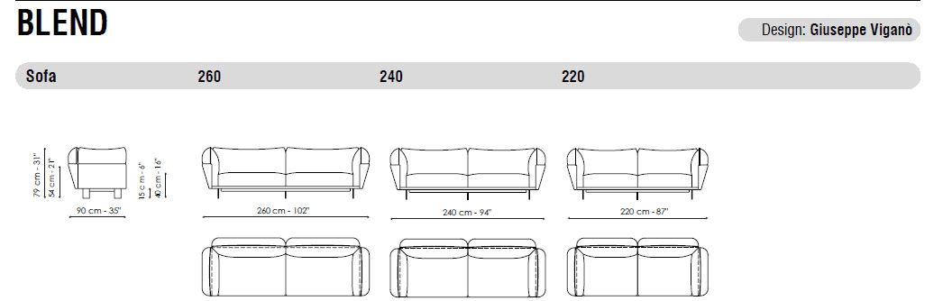 Bonaldo Canapea Blend Design Italian Modernă Pat Extensibil 6