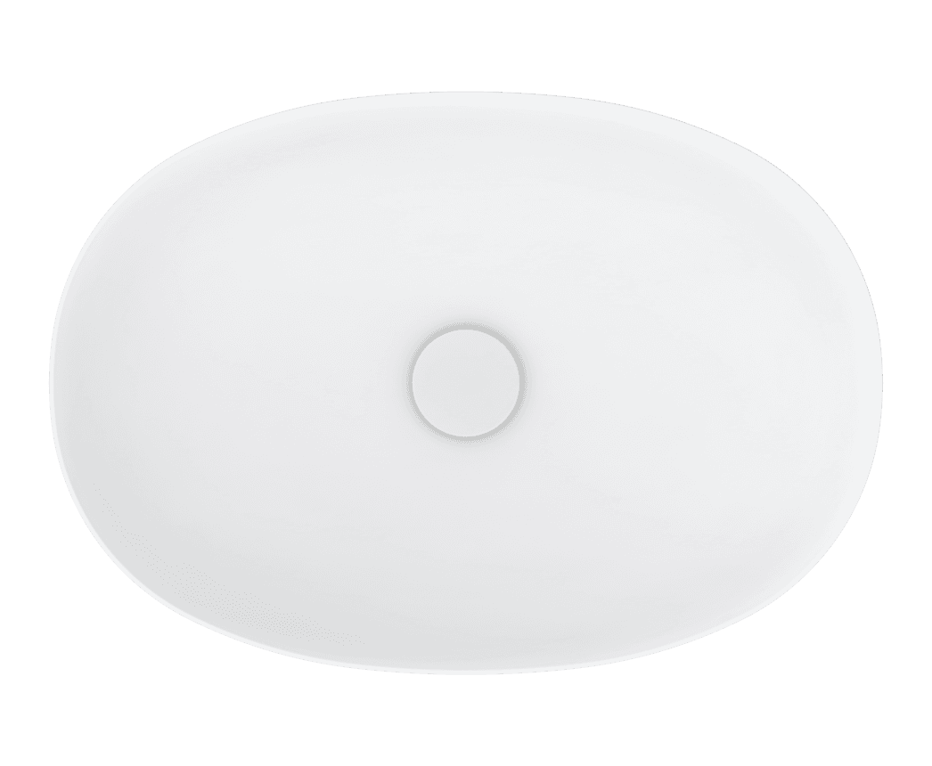 Vas TL, rotund alb mat 600 mm, fără orificiu robinet, fără preaplin, incl. ventil cu tijă 3