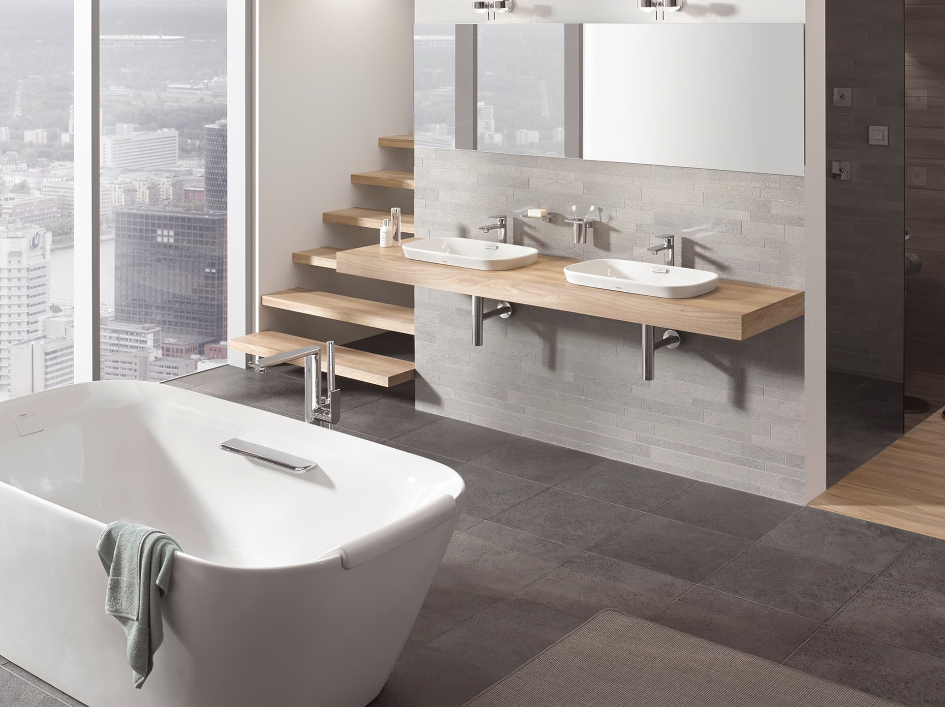 Vas NEOREST® 600 mm, fără orificiu robinet, cu preaplin și capac preaplin culoare crom 3