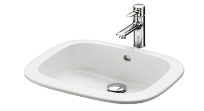 Lavoar cu margine proprie, pătrat 530 mm, fără orificiu robinet, cu preaplin