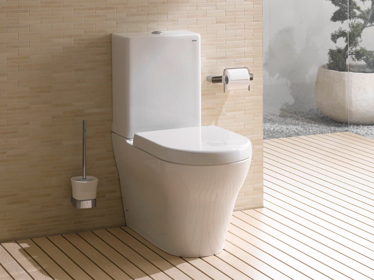 Ansamblu Vas WC TOTO MH Close-Coupled (pe pardoseală), cu bazin și capac ceramic MH inclus 2