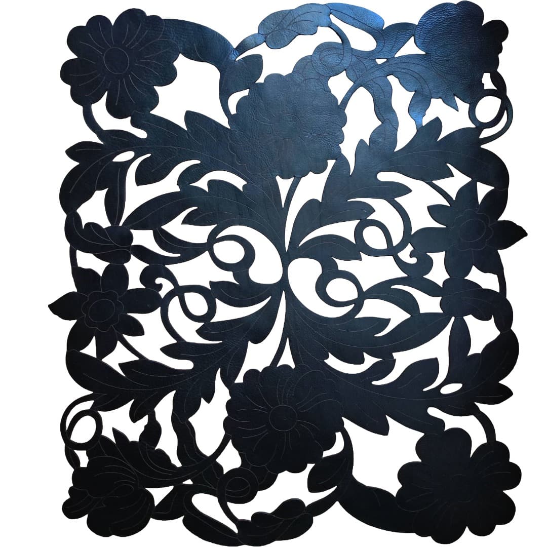 Parentesi Quadra Covor din Piele Negru 90x80 cm