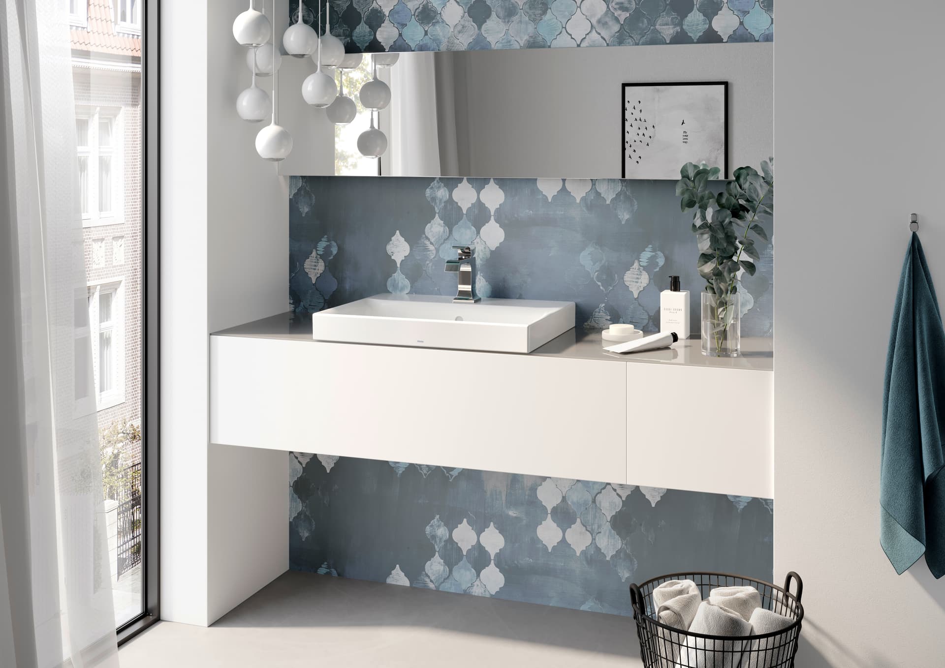 Lavoar CS, pătrat 500 mm, cu orificiu robinet, cu preaplin