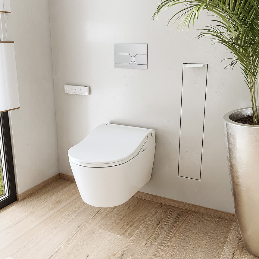 Set Complet Toaletă Inteligentă TOTO WASHLET® RW auto flush, White Trim, Suspendat, cu Tehnologie EWATER+ și Spălare Automată