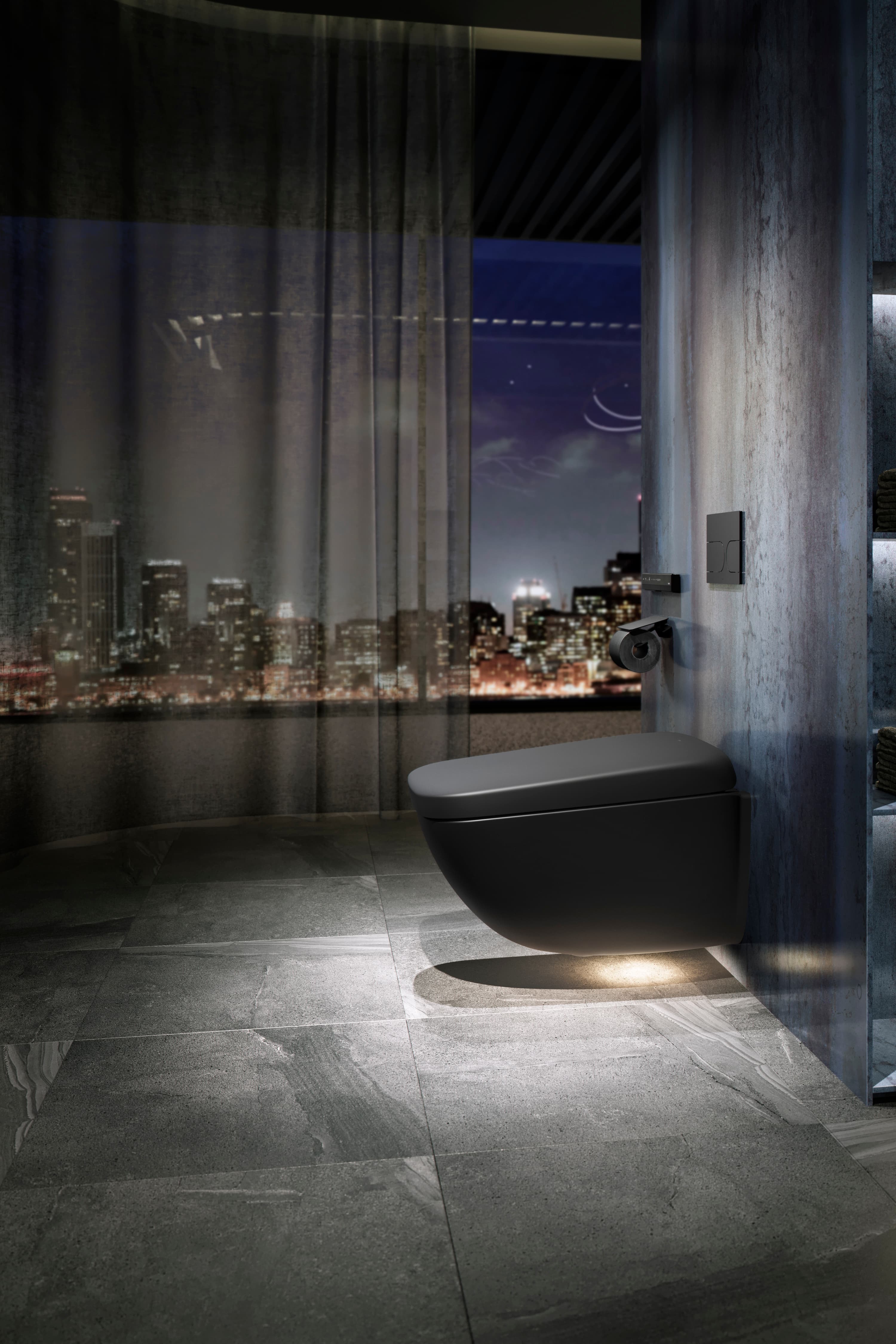 Sistem complet toaletă inteligentă TOTO NEOREST® WX1 Matte Black, suspendat, cu spălare automată și telecomandă inclusă